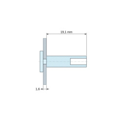 Plano acotado 19,1 mm, Soporte PCB bajo placa de cabeza para tornillo autorroscante Ø3,5, PA6.6 natural, UL94-V2, PCB 1,6 mm