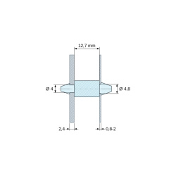 Plano acotado 12,7 mm, Soporte PCB a presión por ambos lados, Poliamida PA6.6, natural, UL94-V2, PCB Ø4/2,4 mm / CH Ø4,8/0,8–2 mm