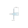 Plano acotado 12 mm, Soporte de PCB a presión para tornillo M4, PA6.6 natural UL94-V2, orificio Ø4 mm, placa 1,6 mm