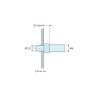 Plano acotado 3,2 mm, Soporte para circuito impreso a presión, roscado M4, poliamida PA6.6 natural UL94-V2, orificio Ø3,2 mm, circuito 1,6 mm