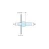 Plano acotado 5 mm, Soporte para circuito impreso a presión, roscado M4, poliamida PA6.6 negra UL94-HB, orificio Ø4 mm, circuito 2 mm