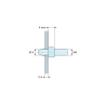 Plano acotado 4 mm, Soporte para circuito impreso a presión, roscado M4, poliamida PA6.6 negra UL94-HB, orificio Ø4 mm, circuito 2,4 mm