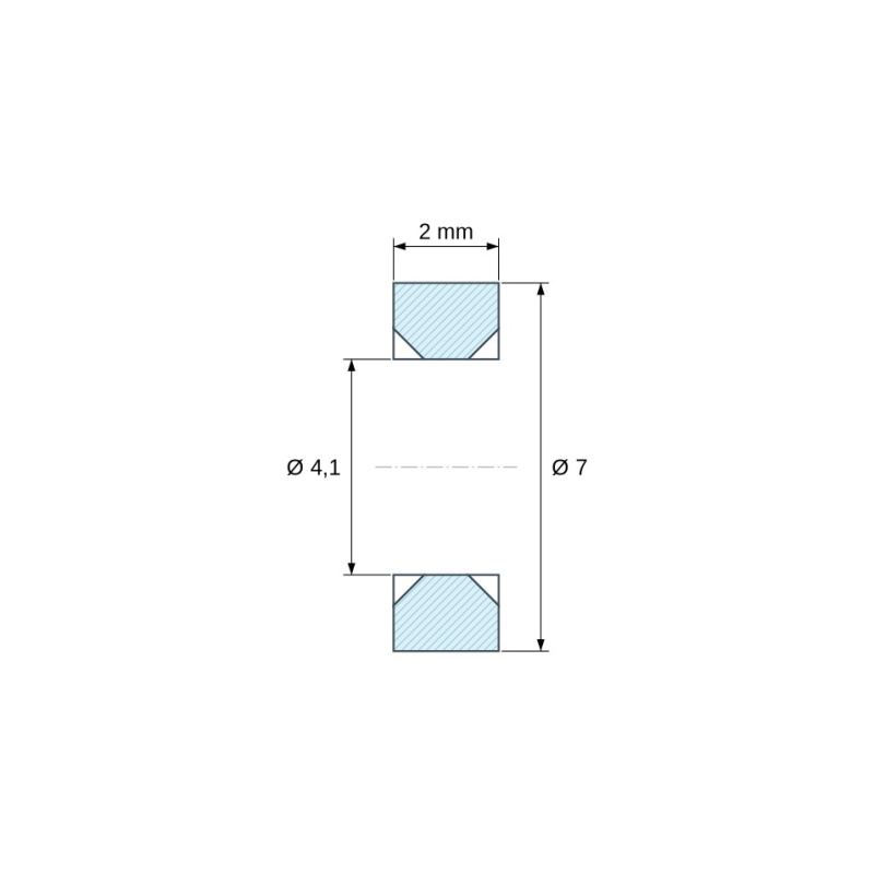 Separador liso avellanado en ambas caras, PA6 GV25 negro UL94-HB, Ø4,1/7 mm, M4