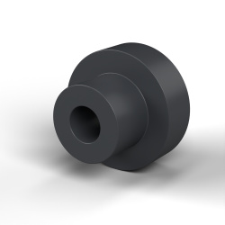 Casquillo aislante con brida Ø4,5x15,7mm, resalte alto Ø9,7mm, poliamida PA6.6 negra reforzada con fibra de vidrio UL94-HB