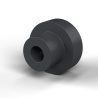 Casquillo aislante con brida Ø4,5x15,7mm, resalte alto Ø9,7mm, poliamida PA6.6 negra reforzada con fibra de vidrio UL94-HB