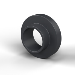 Casquillo aislante con brida Ø5,1x10mm, resalte alto Ø6,2mm, poliamida PA6.6 negra reforzada con fibra de vidrio UL94-HB