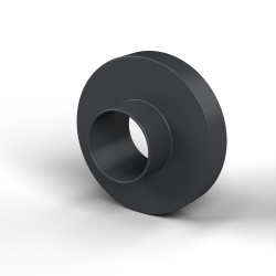 Casquillo aislante con brida Ø5,1x12mm, resalte alto Ø5,5mm, poliamida PA6.6 negra reforzada con fibra de vidrio UL94-HB
