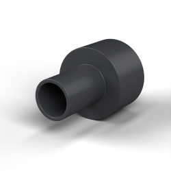 Casquillo aislante con brida Ø5,2x12mm, resalte alto Ø6,4mm, poliamida PA6.6 negra reforzada con fibra de vidrio UL94-HB