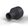 Casquillo aislante con brida Ø5,2x12mm, resalte alto Ø6,4mm, poliamida PA6.6 negra reforzada con fibra de vidrio UL94-HB