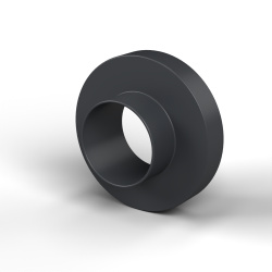 Casquillo aislante con brida Ø6,1x12mm, resalte alto Ø6,5mm, poliamida PA6.6 negra reforzada con fibra de vidrio UL94-HB
