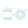 Plano acotado 4,7 mm, Distanciador liso autorretenido, PA6.6 natural, UL94-V2, Ø4 × 6,4 mm, para tornillo M3,5