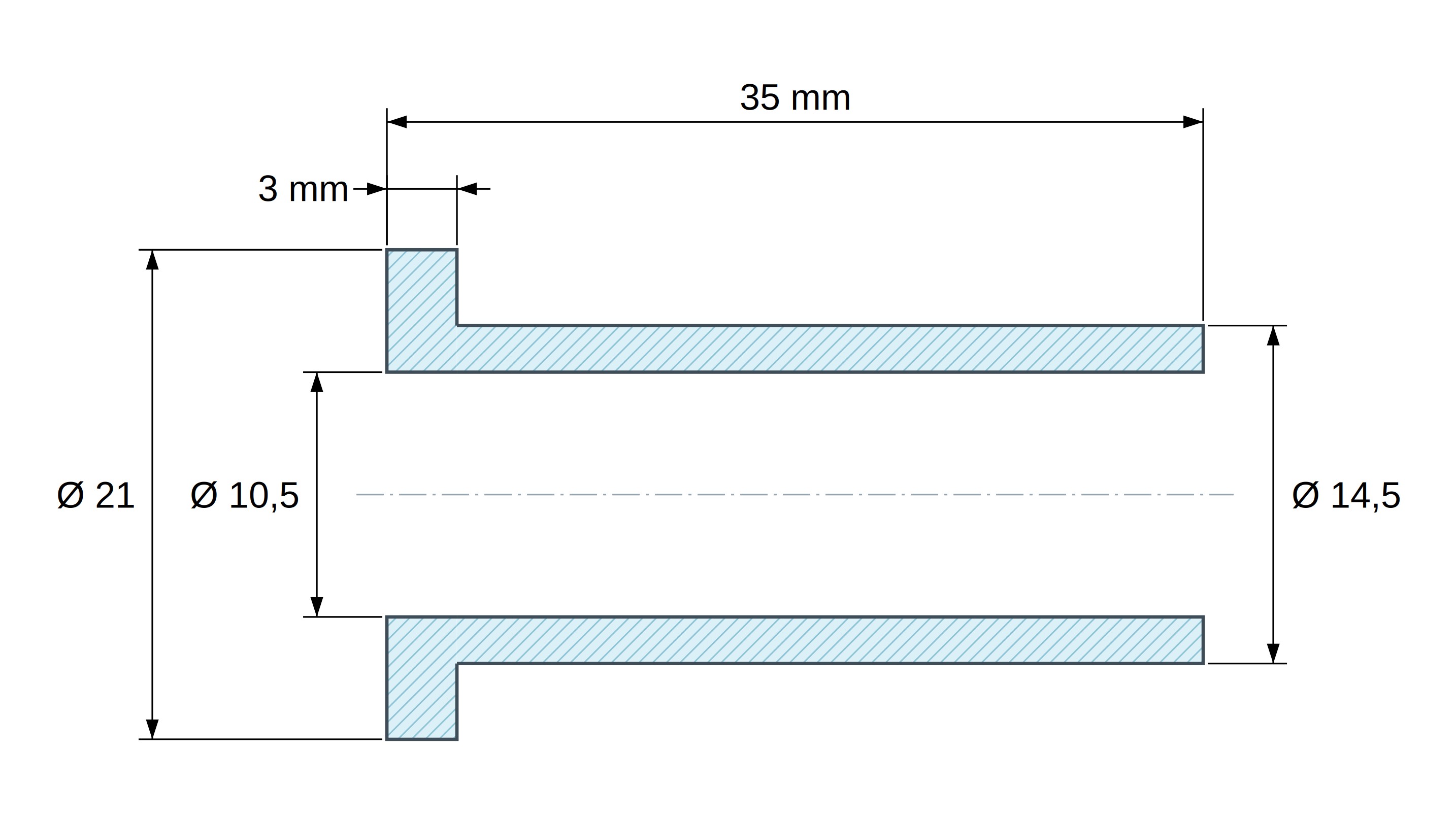Casquillo aislante con brida Ø10,5x21mm, resalte alto Ø14,5mm, poliamida PA6.6 negra reforzada con fibra de vidrio UL94-HB Casquillo aislante con brida Ø10,5x21mm, resalte alto Ø14,5mm, poliamida PA6.6 negra reforzada con fibra de vidrio UL94-HB