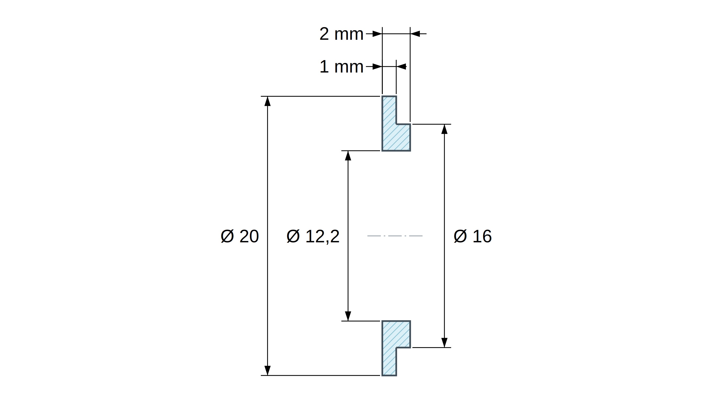 Casquillo aislante con brida Ø12,2x20mm, resalte alto Ø16mm, poliamida PA6.6 negra reforzada con fibra de vidrio UL94-HB Casquillo aislante con brida Ø12,2x20mm, resalte alto Ø16mm, poliamida PA6.6 negra reforzada con fibra de vidrio UL94-HB