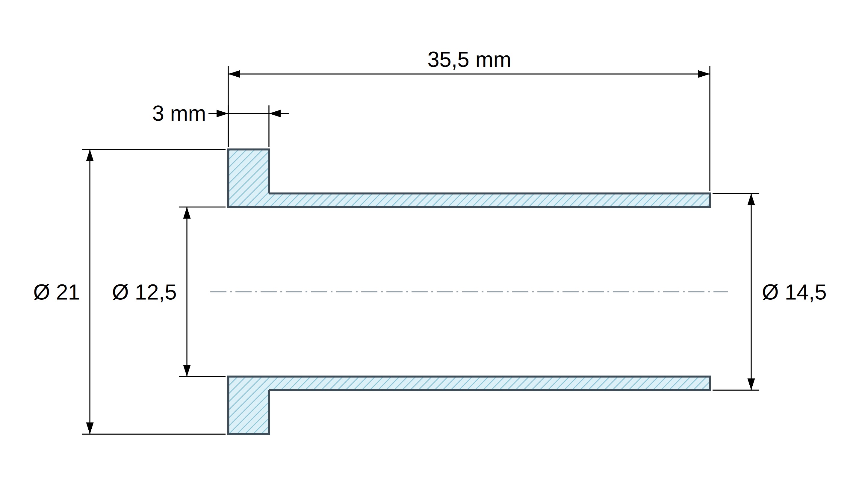 Casquillo aislante con brida Ø12,5x21mm, resalte alto Ø14,5mm, poliamida PA6.6 negra reforzada con fibra de vidrio UL94-HB Casquillo aislante con brida Ø12,5x21mm, resalte alto Ø14,5mm, poliamida PA6.6 negra reforzada con fibra de vidrio UL94-HB