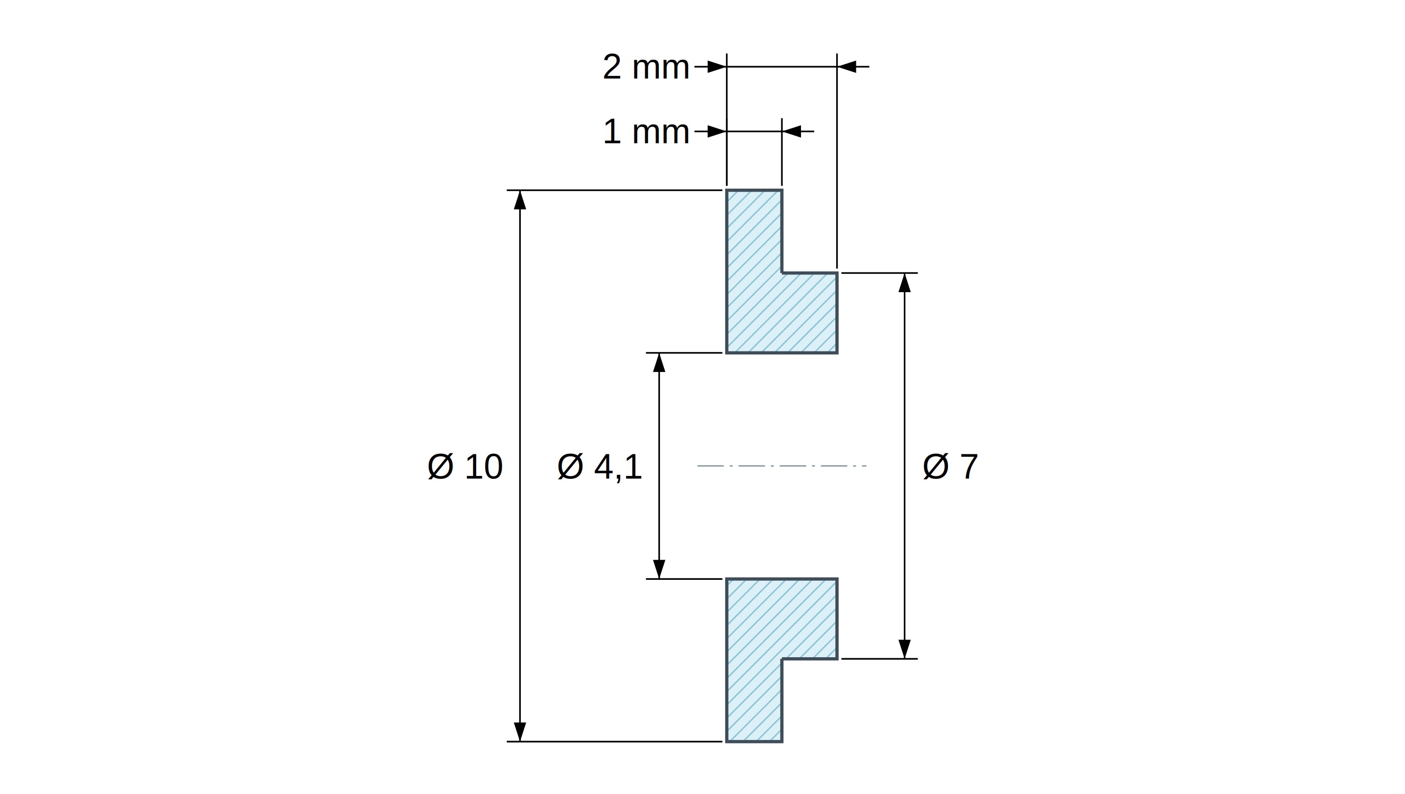 Casquillo aislante con brida Ø4,1x10mm, resalte alto Ø7mm, poliamida PA6.6 negra reforzada con fibra de vidrio UL94-HB