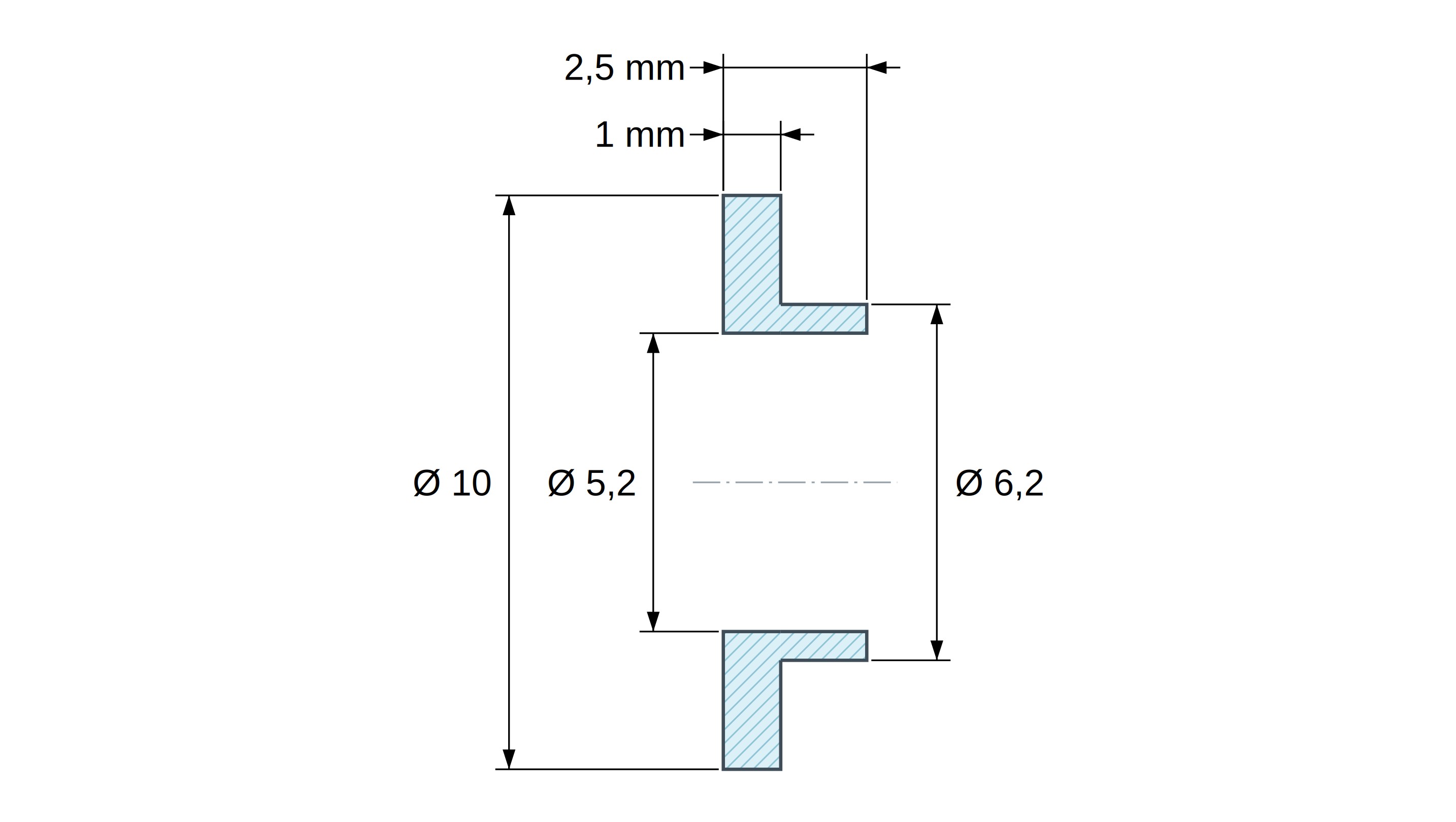 Casquillo aislante con brida Ø5,2x10mm, resalte bajo Ø6,2mm, poliamida PA6.6 negra reforzada con fibra de vidrio