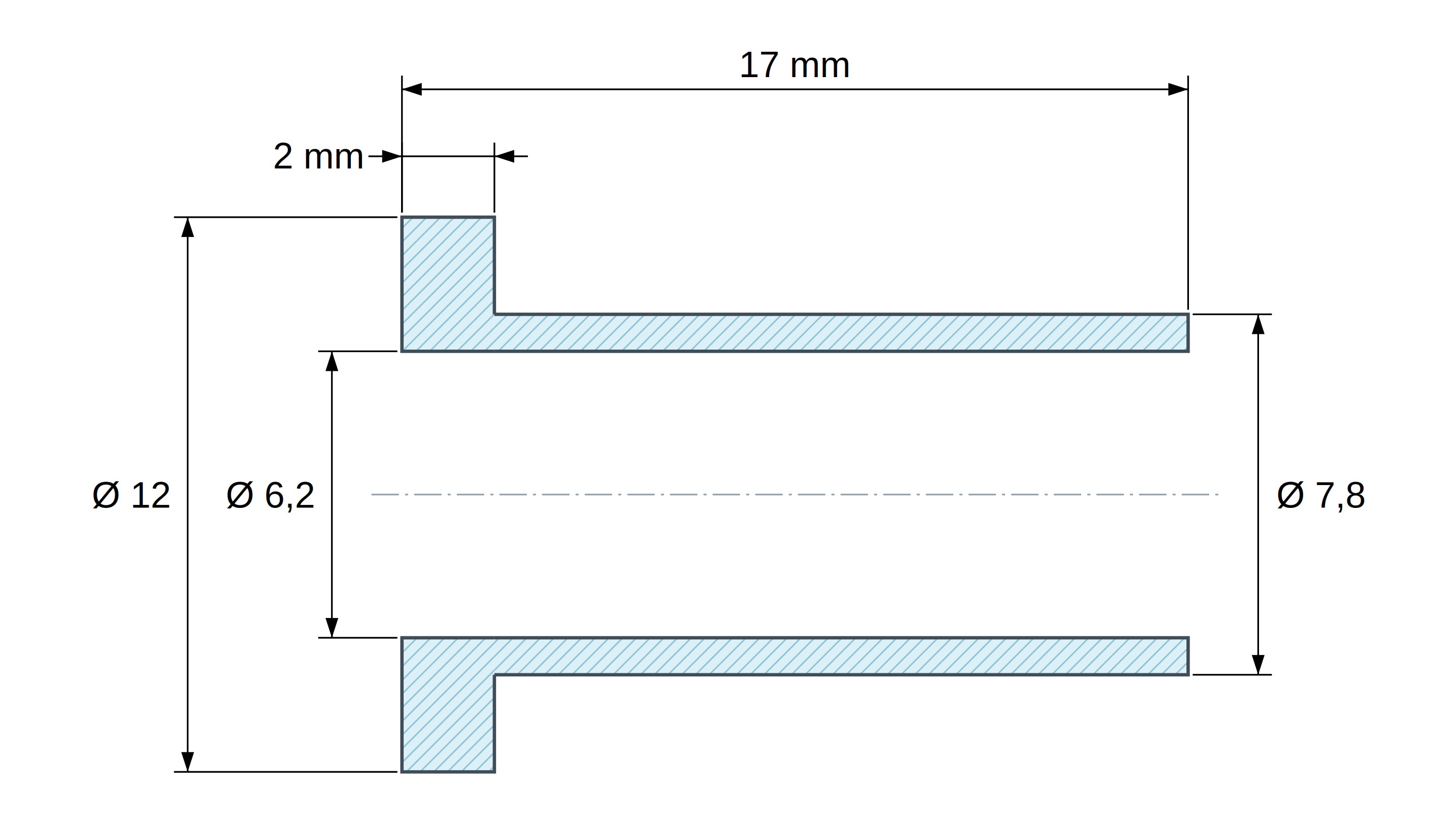 Casquillo aislante con brida Ø6,2x12mm, resalte alto Ø7,8mm, poliamida PA6.6 negra reforzada con fibra de vidrio UL94-HB Casquillo aislante con brida Ø6,2x12mm, resalte alto Ø7,8mm, poliamida PA6.6 negra reforzada con fibra de vidrio UL94-HB