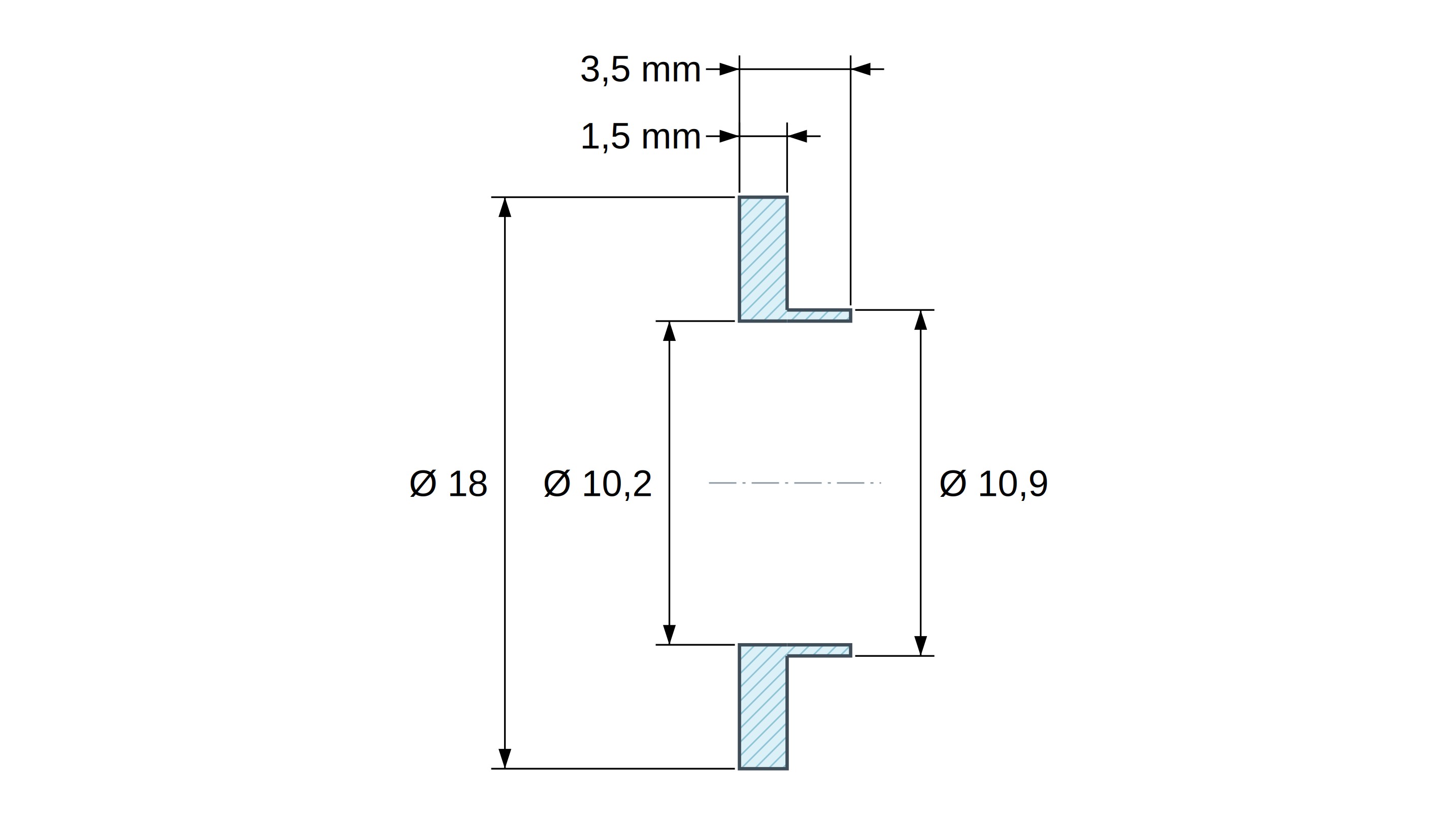 Casquillo aislante con brida Ø10,2x18mm, resalte bajo Ø10,9mm, poliamida PA6 natural UL94-V2 Casquillo aislante con brida Ø10,2x18mm, resalte bajo Ø10,9mm, poliamida PA6 natural UL94-V2
