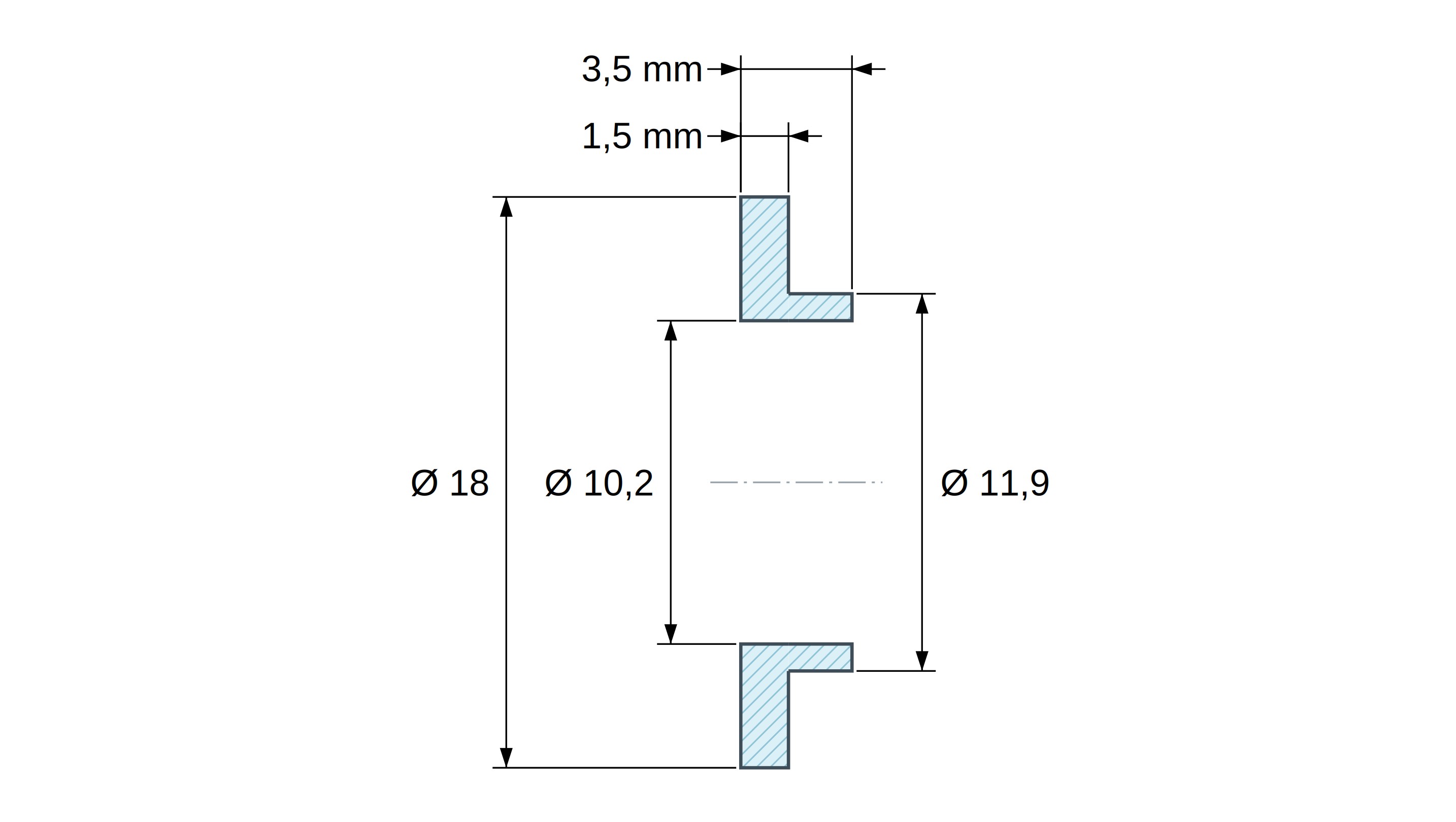 Casquillo aislante con brida Ø10,2x18mm, resalte bajo Ø11,9mm, poliamida PA6 natural UL94-V2 Casquillo aislante con brida Ø10,2x18mm, resalte bajo Ø11,9mm, poliamida PA6 natural UL94-V2
