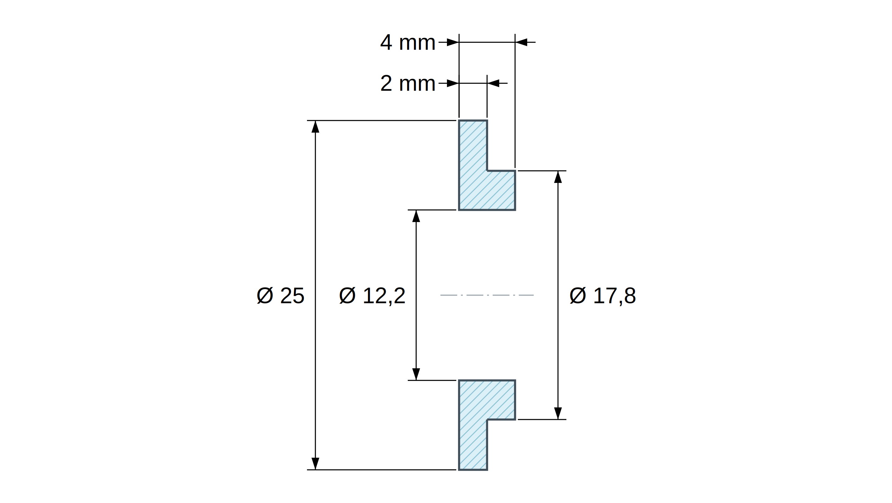 Casquillo aislante con brida Ø12,2x25mm, resalte bajo Ø17,8mm, poliamida PA6 natural UL94-V2