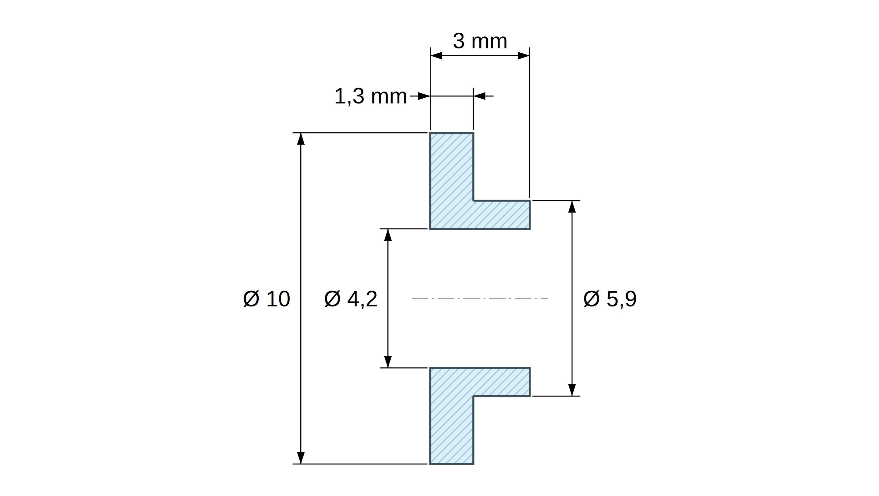 Casquillo aislante con brida Ø4,2x10mm, resalte bajo Ø5,9mm, poliamida PA6 natural UL94-V2 Casquillo aislante con brida Ø4,2x10mm, resalte bajo Ø5,9mm, poliamida PA6 natural UL94-V2