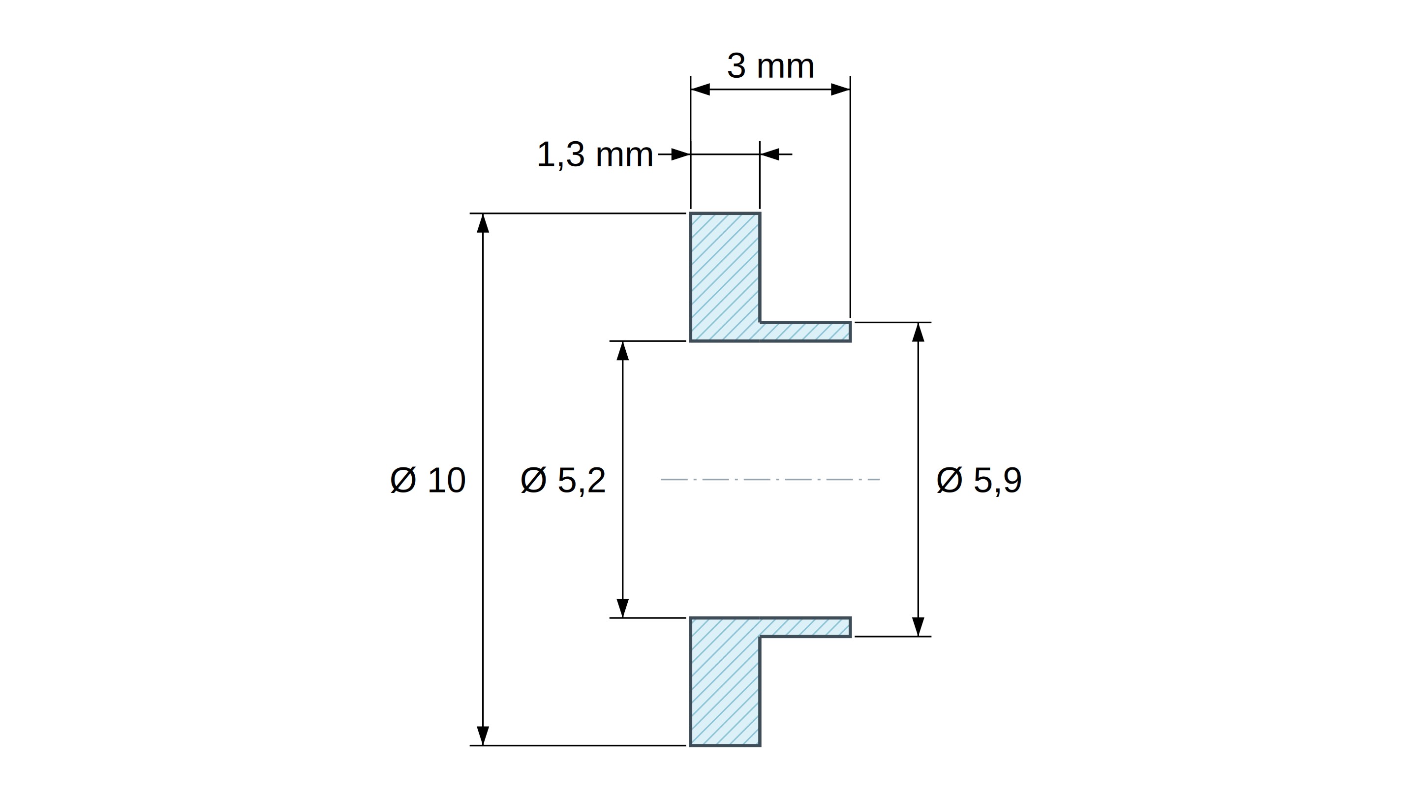 Casquillo aislante con brida Ø5,2x10mm, resalte bajo Ø5,9mm, poliamida PA6 natural UL94-V2