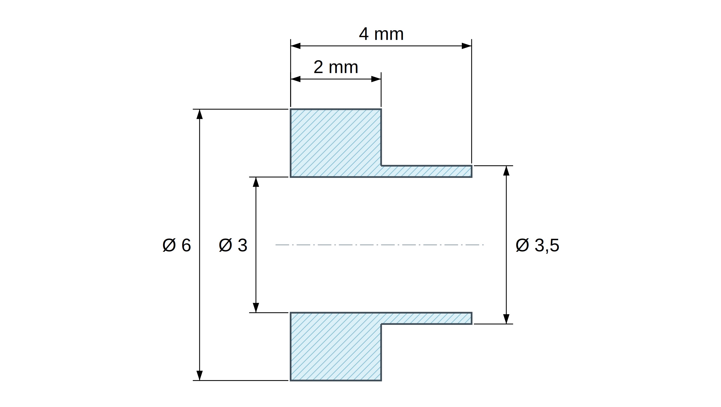 Casquillo aislante con brida Ø3x6mm, resalte bajo Ø3,5mm, sulfuro de polifenileno PPS marrón UL94-V0